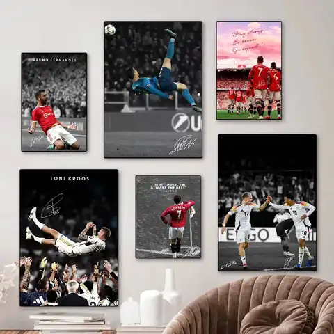 Modern Soccer Sport Player Portrait Anime Posters Sticky HD Quality Wall Art Retro Posters For Home Kawaii Room Decor