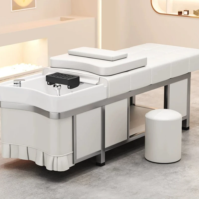 Styling Shampoo Bed Massager Cosmetology European Style Shampoo Bed Business Ceramic Basin Head Spa Lavacabezas Barber Furniture