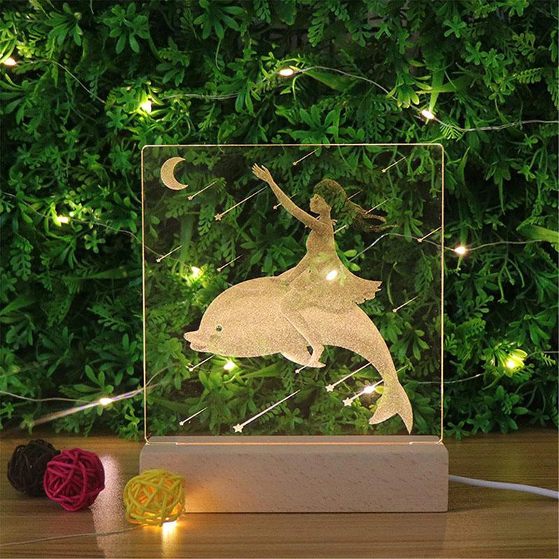 1/2Pcs Wooden Led Light Base Rectangle Crystal USB Display Lamp Bases For Resin Letter Lamp Glass Resin Art Decorative Ornament