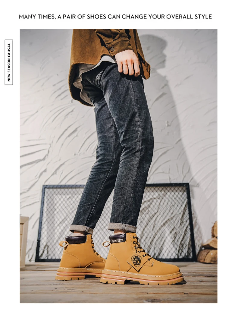 Modische Herren-High-Top-Stiefel, weiches Komfortfutter, verschleißfeste Sohle, ideal für Outdoor-Sport und Wandern. – Detail 2