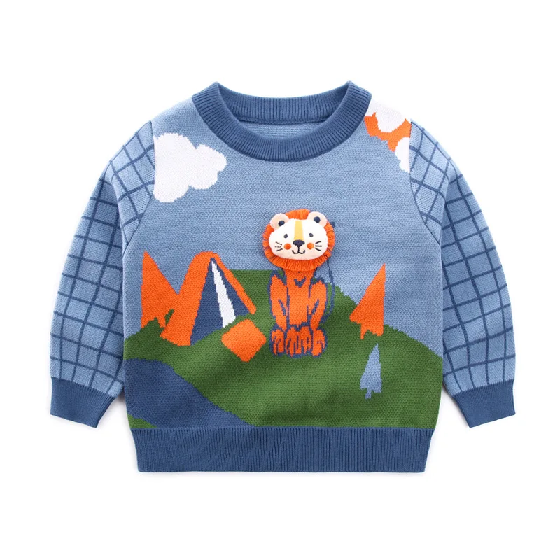 Kids Girls Clothes Autumn Sweater Baby Long Sleeved Pullover Spring Fashion Planet Rocket Pattern Sweater Boy Children Clothing