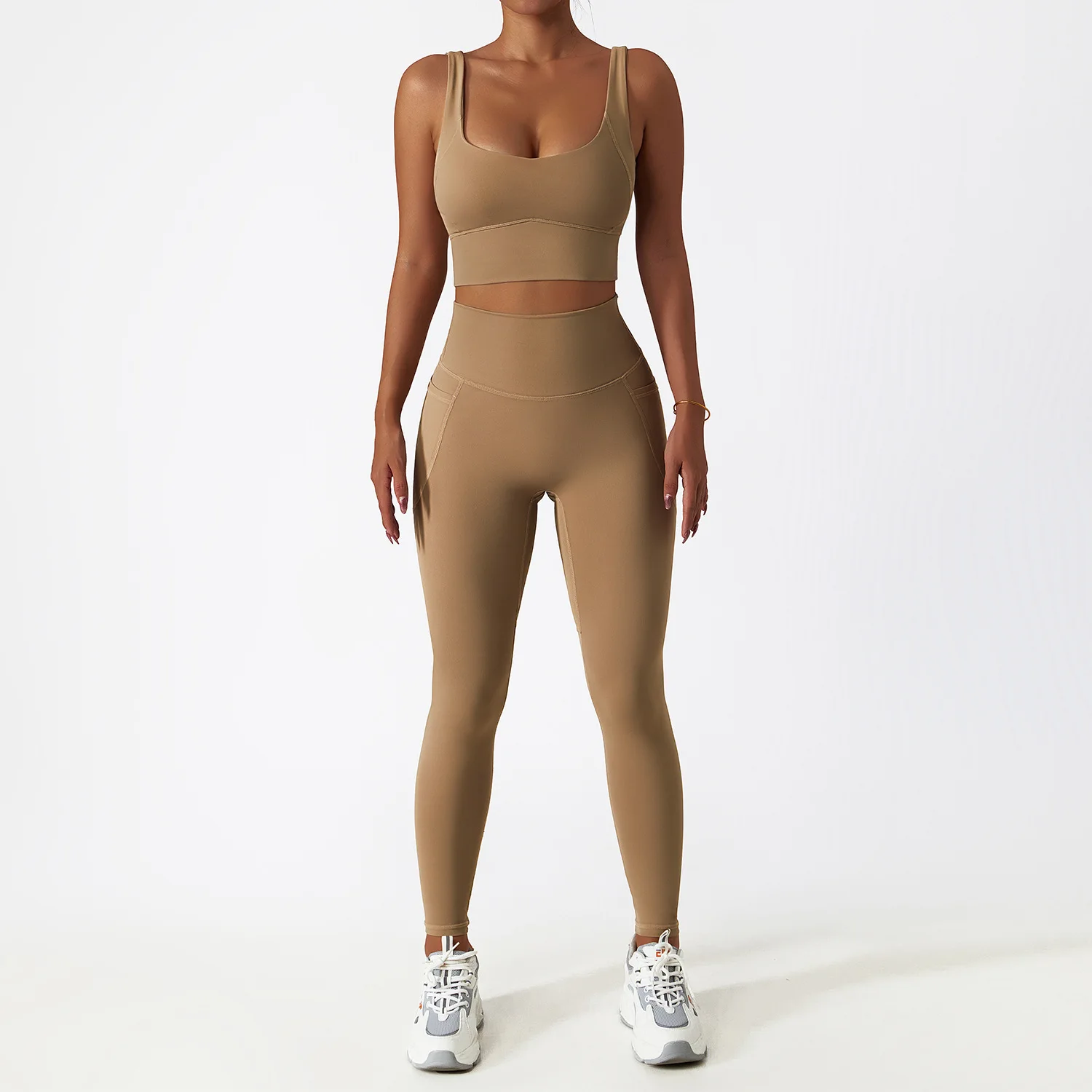 Chándal sin costuras de 2 piezas para mujer, conjunto de Yoga, ropa deportiva de entrenamiento, ropa de gimnasio, ropa atlética, sujetador de