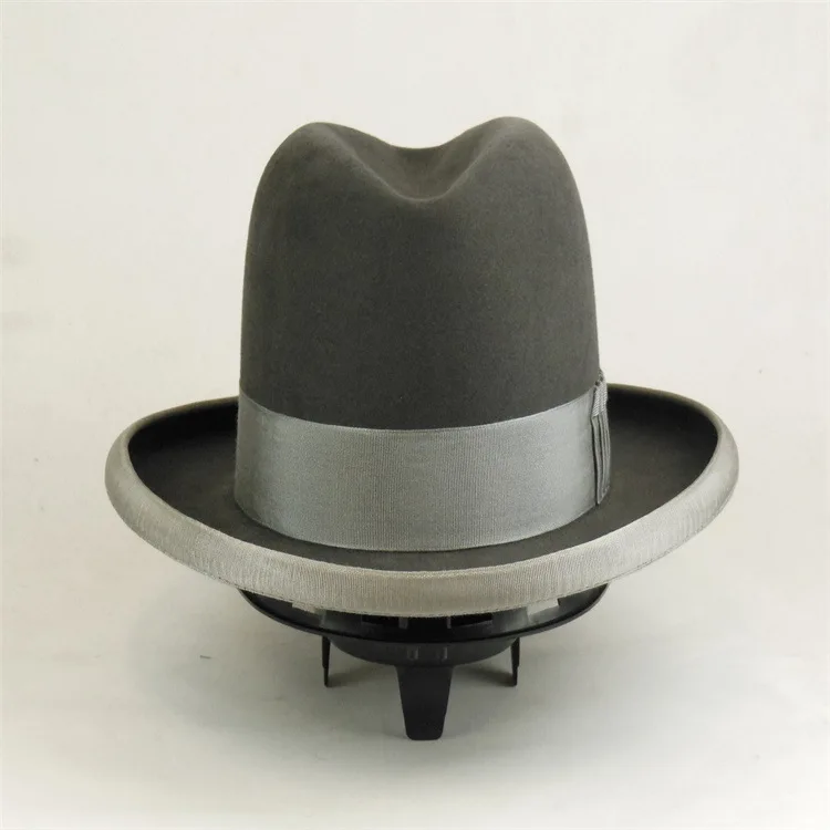 Fashionable Sheepskin Hat Solid Color Sheepskin Felt Hat Pure Wool Felt Hat with Ribbon Decoration