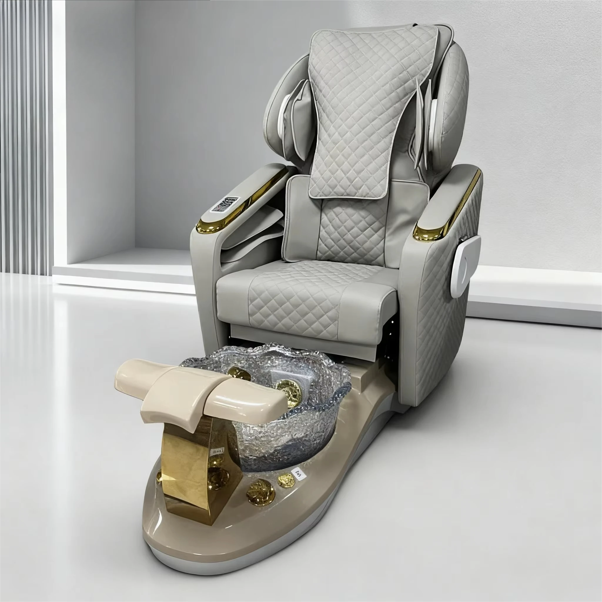 Factory-Priced High-End Pedicure Chair Pipeless Design Adjustable Backrest Fiberglass Human Touch Massage Spa Nail Salons