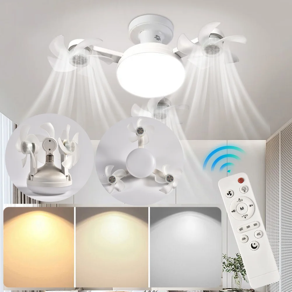 2 In 1 Hanging Fan 3 Gears Drone Fan w/no LED Light Remote Control Silent Ceiling Drone Fan for Dining Room Bedroom Living Room