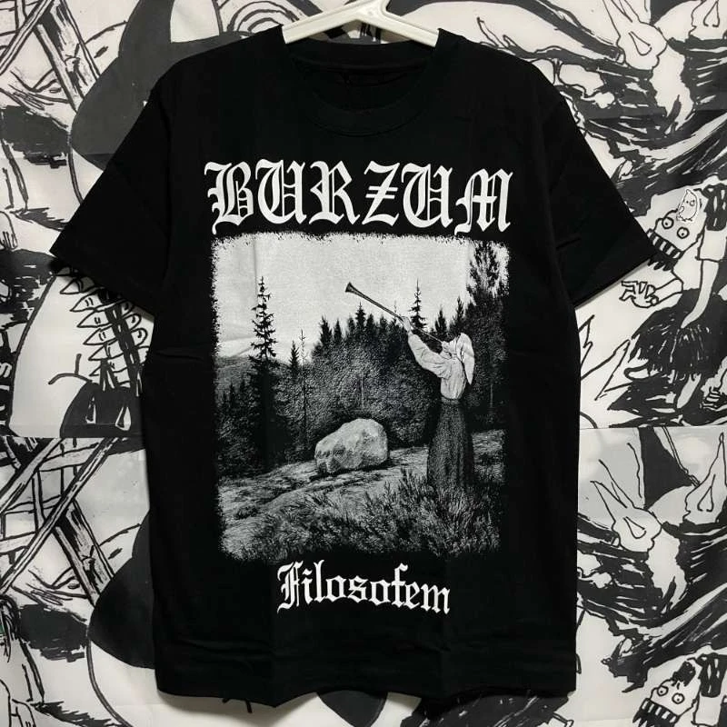 

Футболка Burzum Band, европейская и американская черная металлическая футболка из чистого хлопка, летняя мужская и женская футболка с короткими рукавами и принтом, готическая