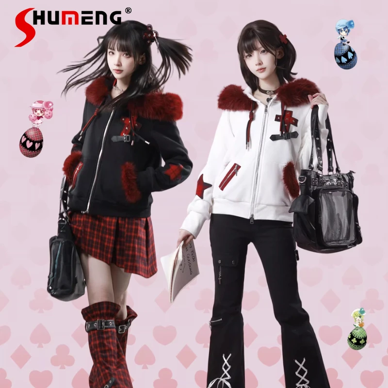 

Original Design Sweet Cool Fashion Punk Zipper Hooded Jacket Pants Outfit Spring New 2026 Student Sweatshirt Flared Pants Women