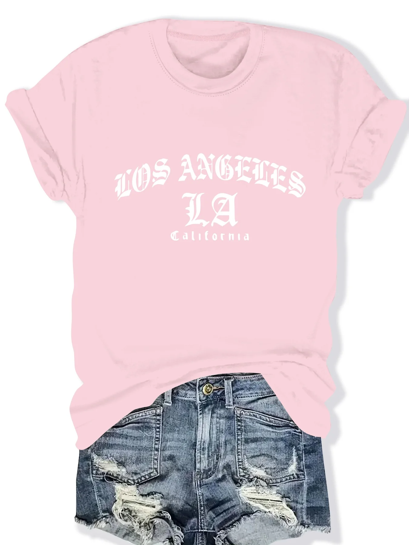 

Fashionable Ladies round Neck Short Sleeve T-Shirt with Letter Pattern Print Casual Comfortable Women's Top