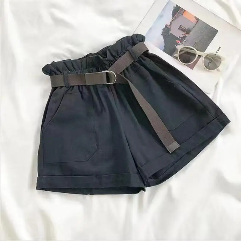 Summer Elegant Casual High Waist Shorts Women Solid Wide Leg Loose Cotton Short Pants 2024 Korean Sweet spicy Girls Y2k Shorts