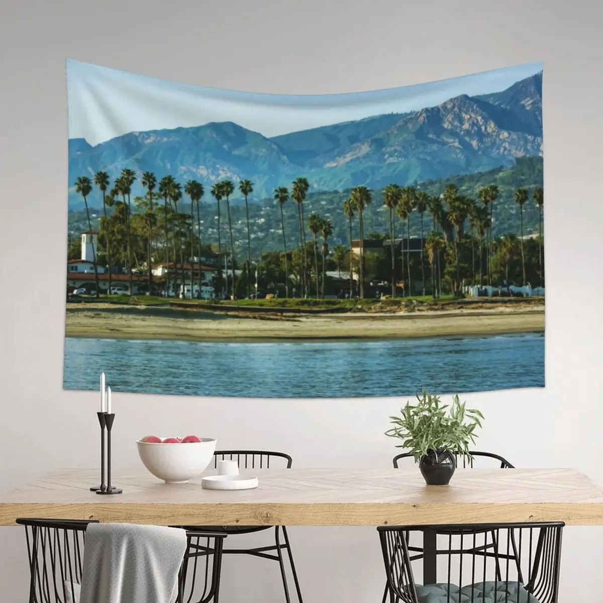 

Santa Barbara California Palm Fringed Beachfront Tapestry Mushroom Japanese Room Decor Carpet On The Wall Tapestry