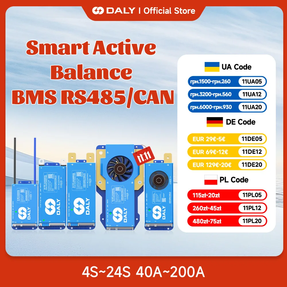 دالي bms الذكية BMS 4S lifepo4 بلوتوث واي فاي bms 8S 24S 40A 60A 80A 1A التوازن النشط bms 16s 48v lifepo4 bms Lifepo4 100A