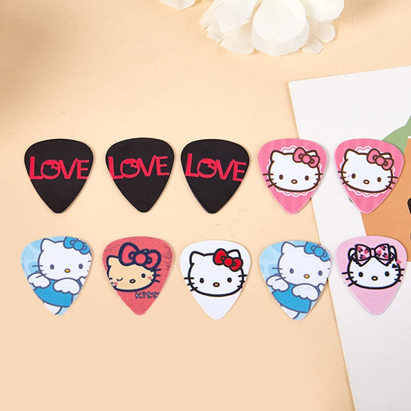 Púas de Guitarra de Hello Kitty, 5 piezas, grosor 0,46, 0,71 1, paleta de Anime, ukelele, Guitarra acústica, accesorios para instrumentos, regalo