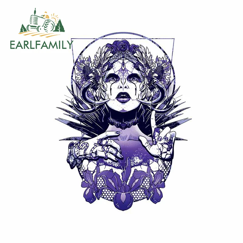 

EARLFAMILY 13cm x 9.8cm for Sugar Skull IRIS Waterproof Vinyl Car Stickers Personality Decal Air Conditioner Car Door Protector
