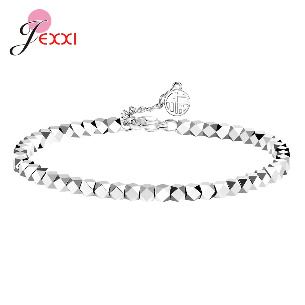 Genuine 925 Sterling Silver New Promotion Geometric Bracelets For Women Girls Fine Female Birthday Present Fashion Jewelry