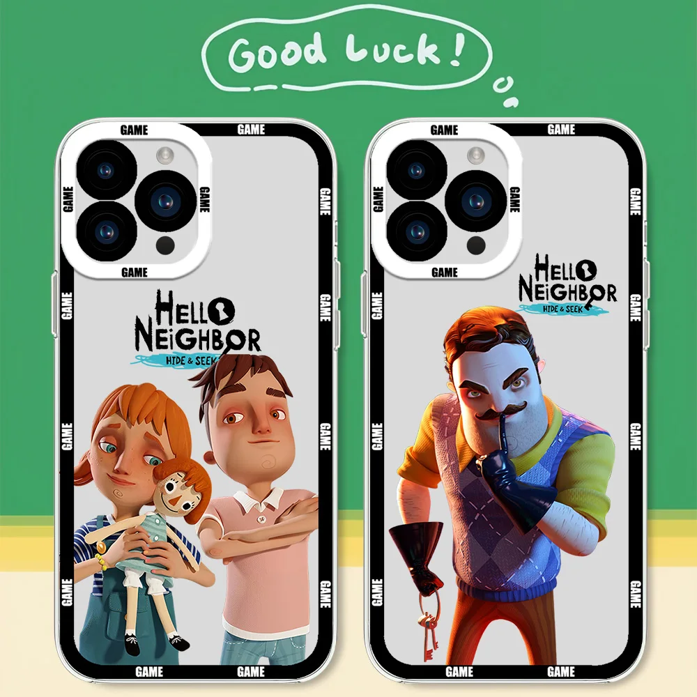 Game hello neighbor hide and seek For iphone 11 12 13 14 15 16 Mini Plus Pro Max Transparent Shell