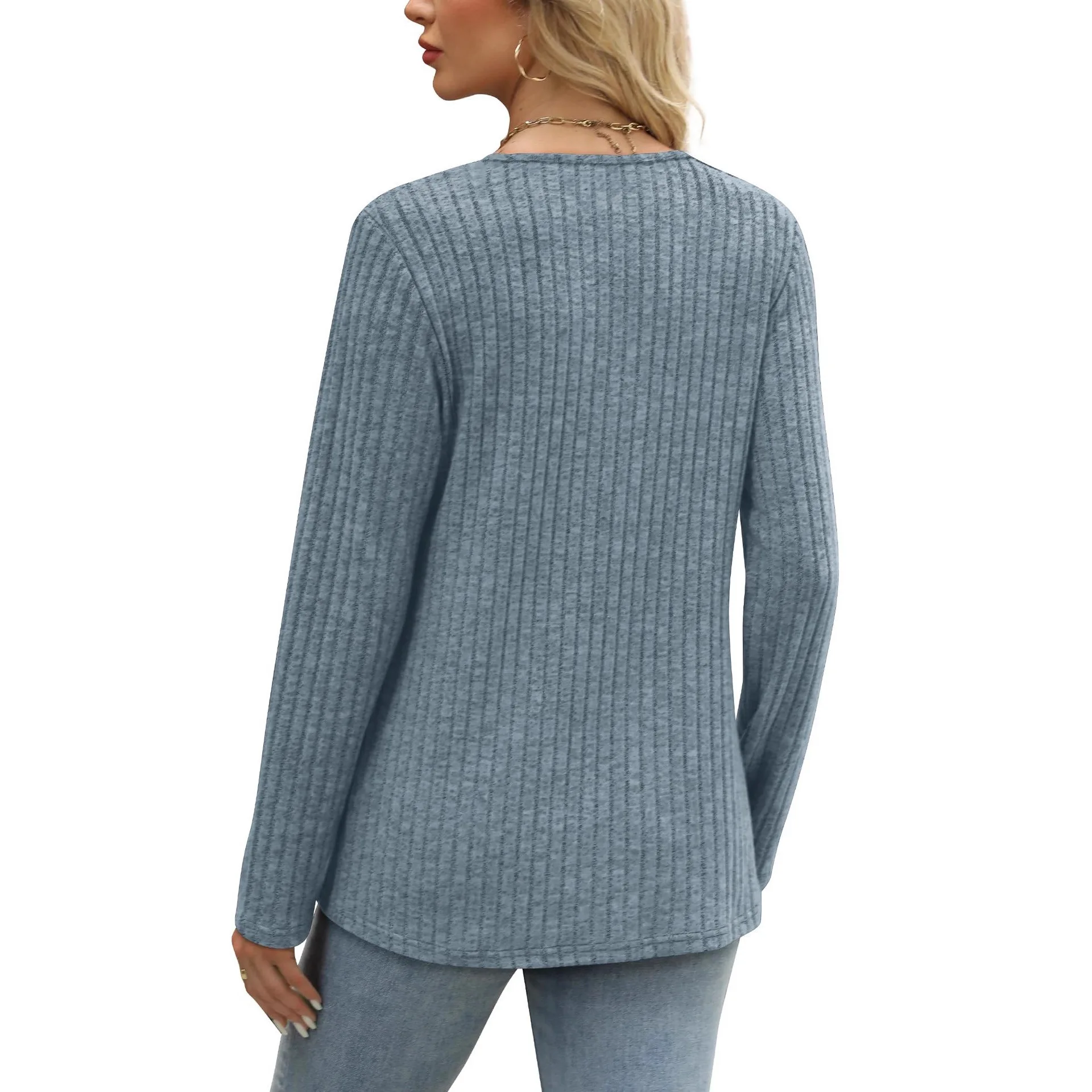 Y2K سترة نسائية محبوكة برقبة على شكل حرف v أنيقة غير رسمية متعددة الاستخدامات للخريف والشتاء تي شيرت فضفاض بأكمام طويلة وأزرار