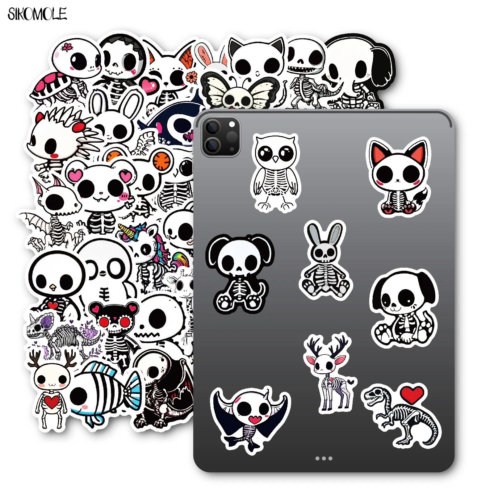 10/30/50 PIÈCES Mignon Dessin Animé Animaux Squelette Crâne Autocollants Esthétique Autocollant Ordinateur Portable Téléphone Bagages Scrapbook Voiture Graffiti Autocollant