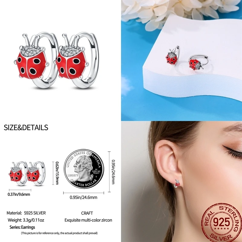 Spring Earrings Women 925 Sterling Silver Flower Butterfly Starry Moon Double Hoop Ear studs Jewelry Exquisite New Year Gift