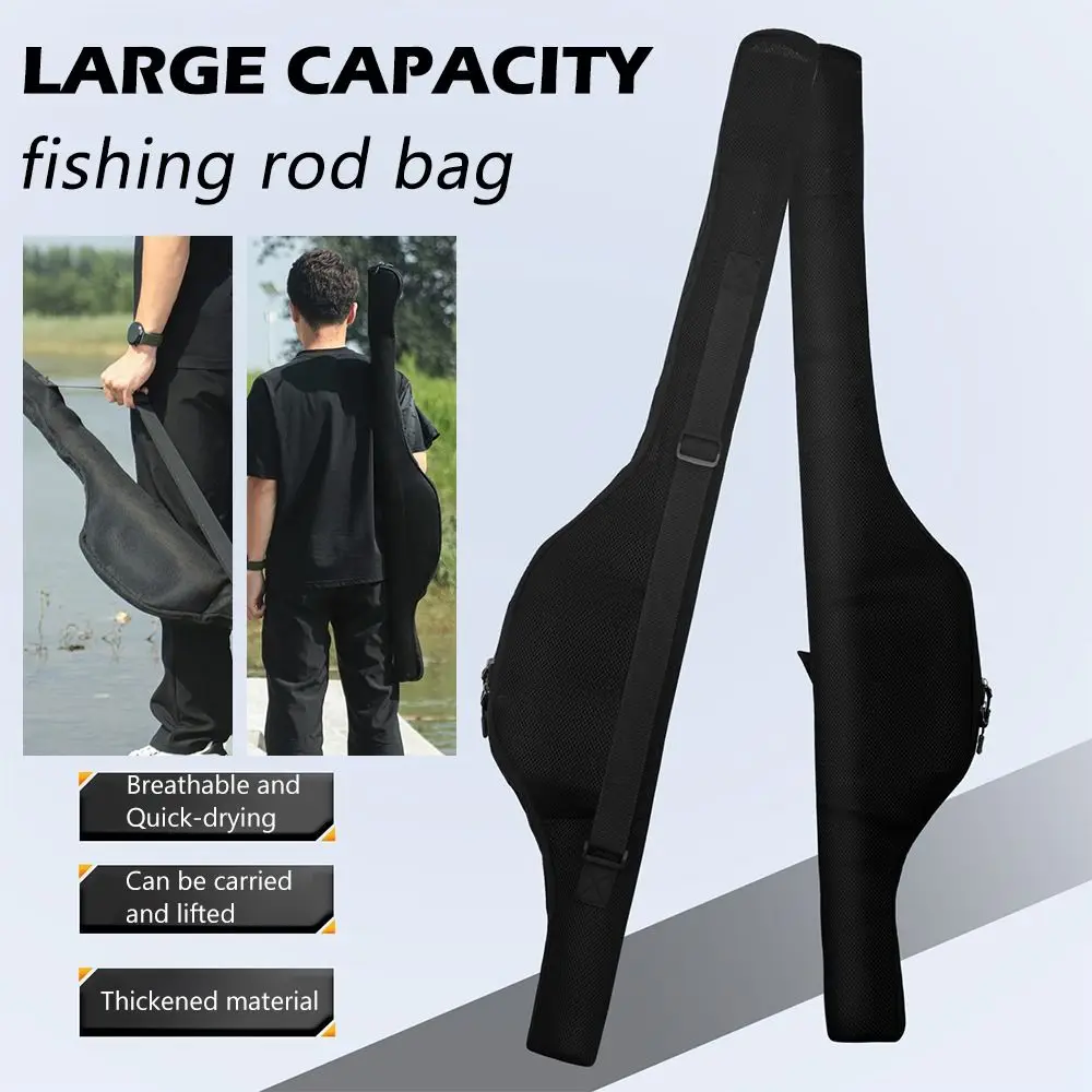 

New Portable Folding Fishing Rod Bag With Shoulder Strap 120/130CM Fishing Rod Case Black Fishing Organizer