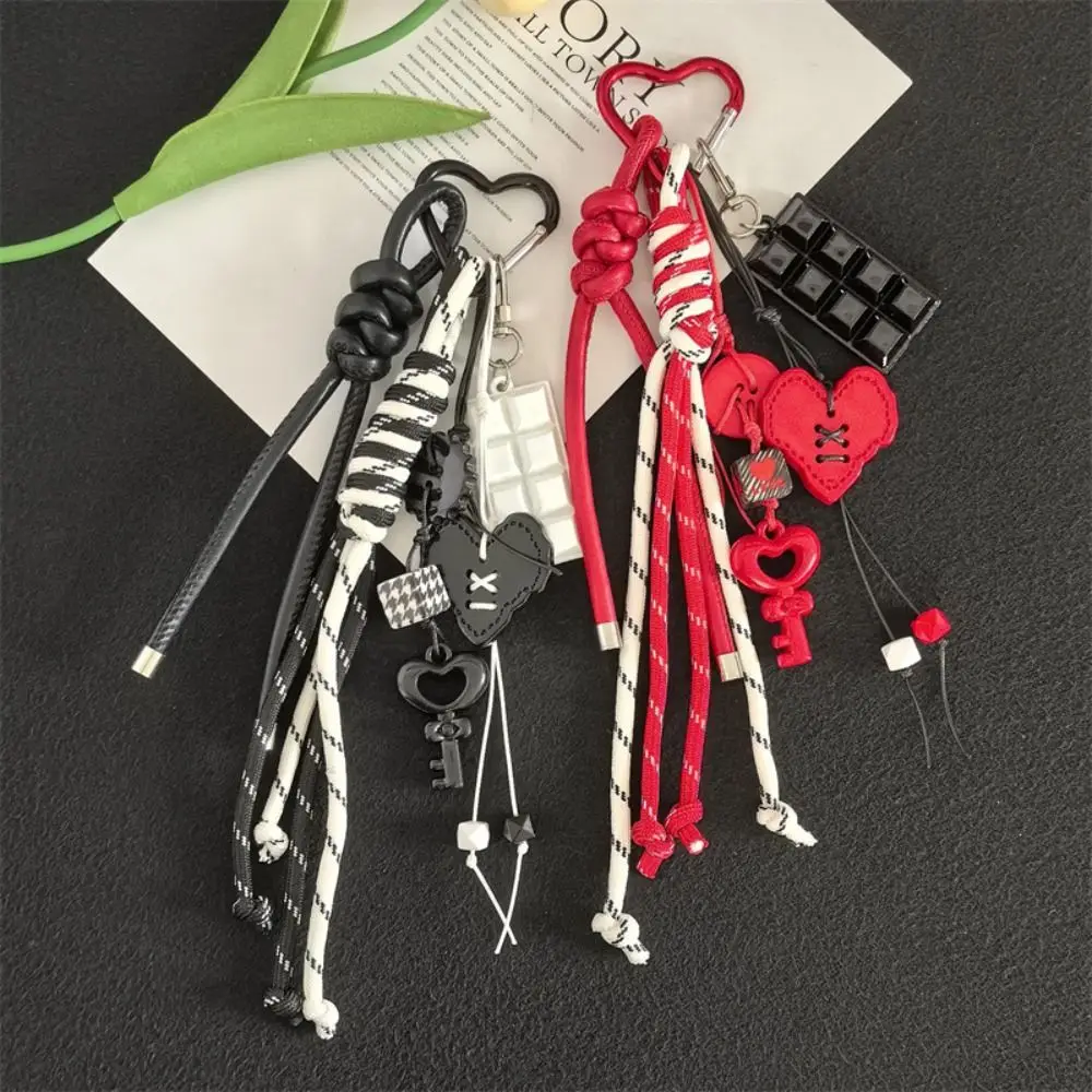 

Lock Cartoon Girl Heart Keychain Anti-Lost Bag Decoration Heart-shaped Bag Pendant Multi-Functional Hand-Woven