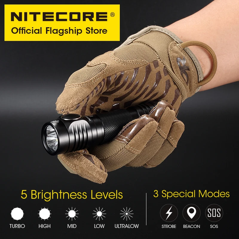 Original NITECORE E4K 4400 lumen LED Flashlight super bright straight tube EDC Portable with 21700 5000mAh Rechargeable Battery