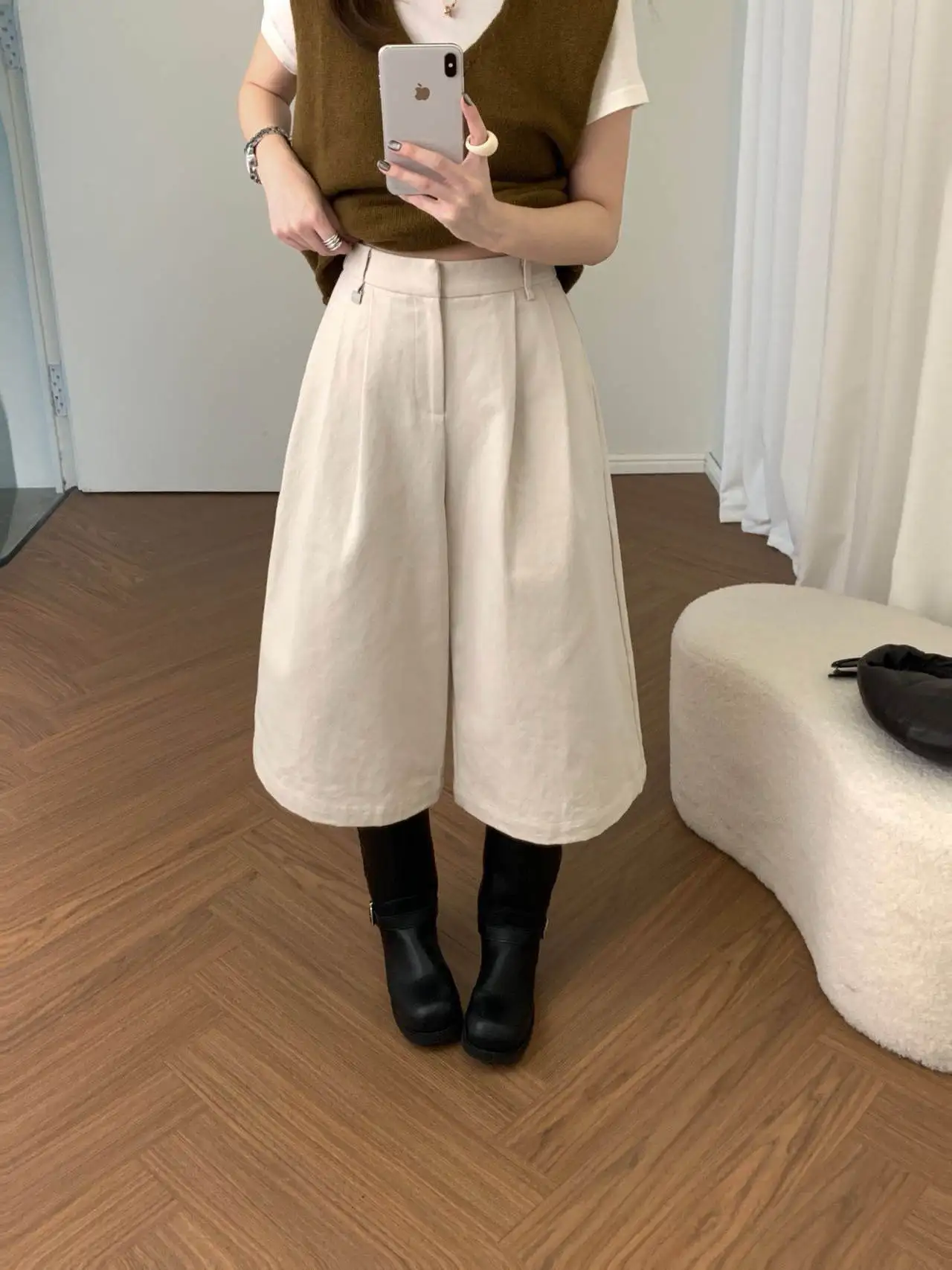 

High Waist Loose Fit Casual Pants Autumn Sle T439 Ele Slimming Pleated Versatile Straight Leg Pants for Women