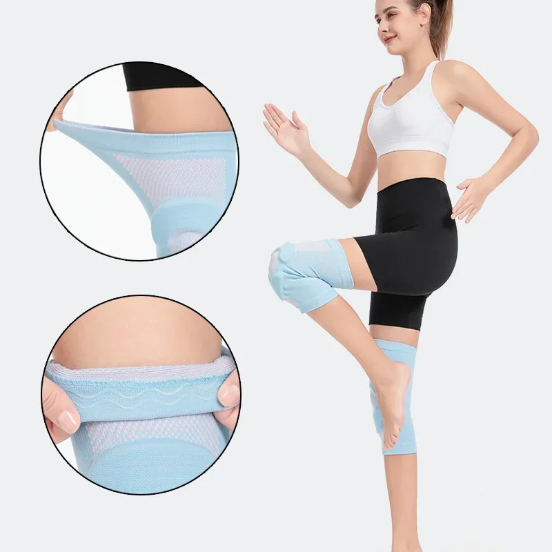 EVA Patella Cushion Knitted Knee Sleeve Sweat Absorbing Non Slip Knee Pad for Basketball Running Cycling Fitness