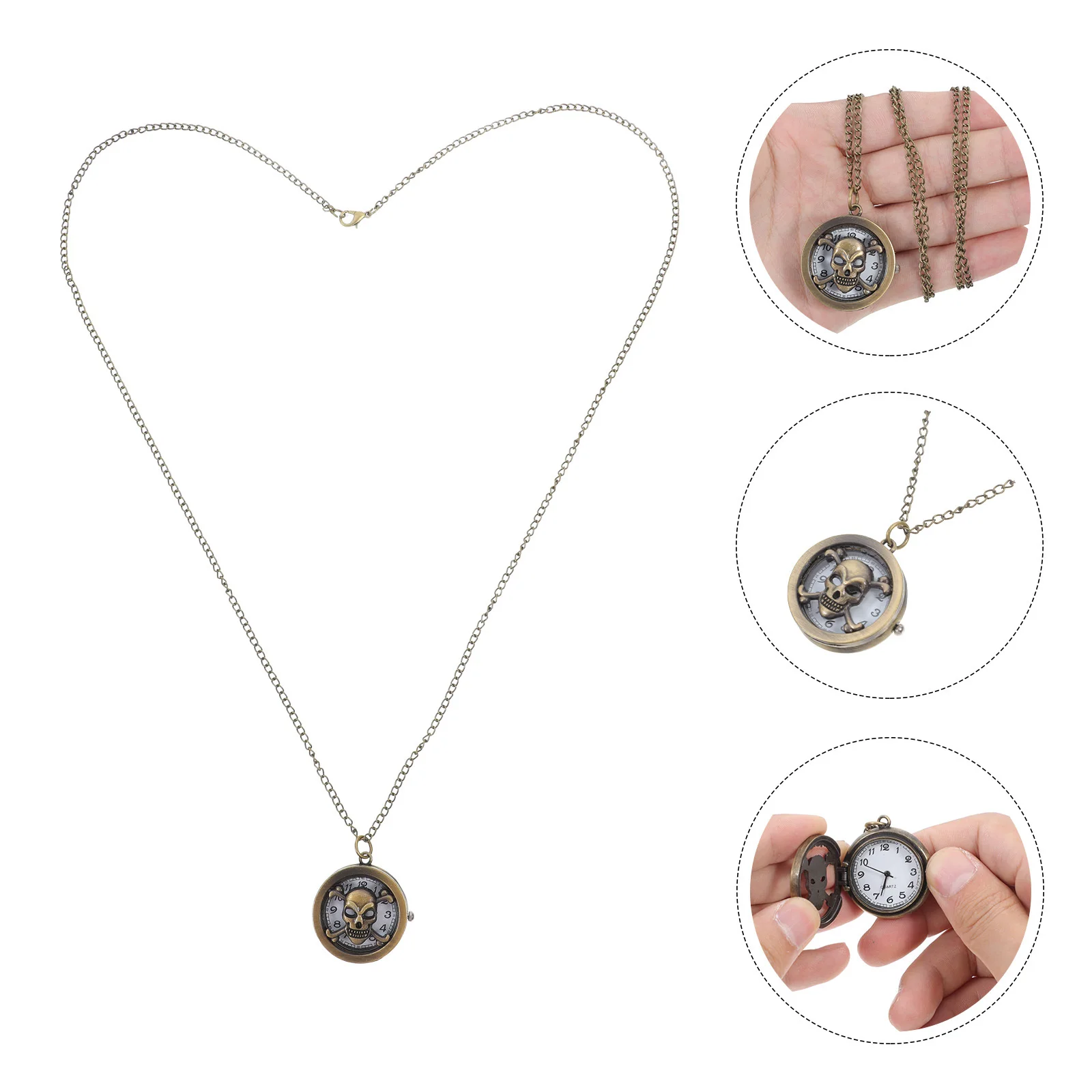 

Vintage Watch Fashion Watches Skull Decoration Ladies Pocket Retro Bronze Decorative