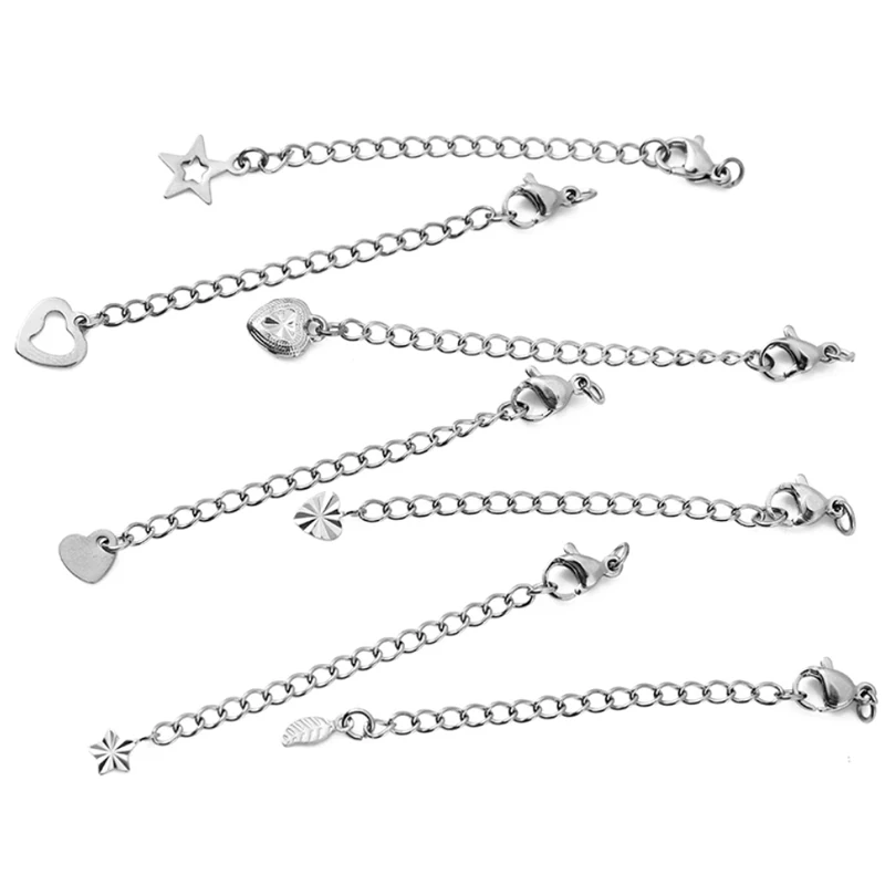 10pcs Stainless Steel Extension Chain With Lobster Clasps PVD Never Fade Extender Tail Extended Chains Necklace Jewelry Making image 4