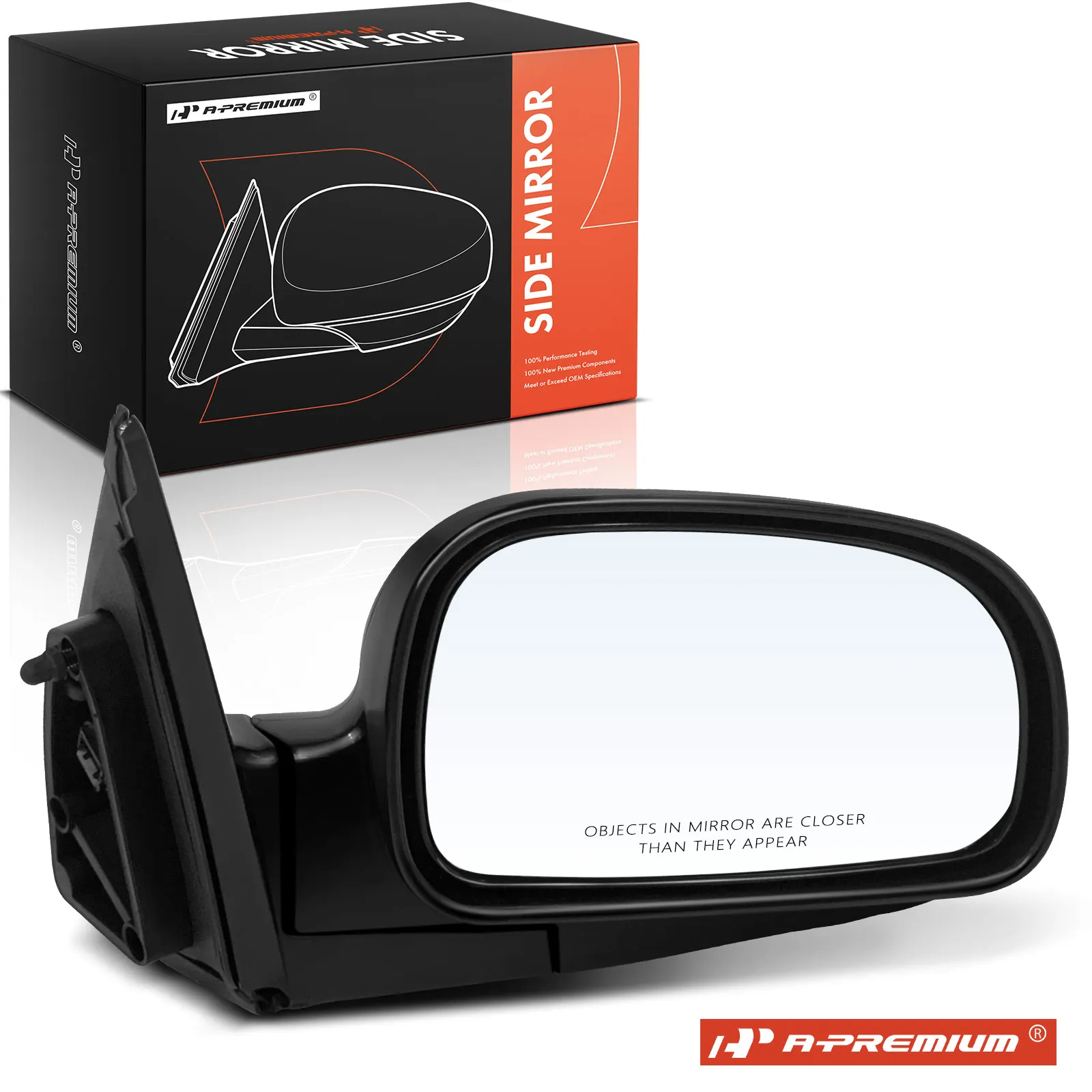 A-Premium Passenger Side Power Door Mirror for Hyundai Santa Fe 2001-2003 Manual Folding Black