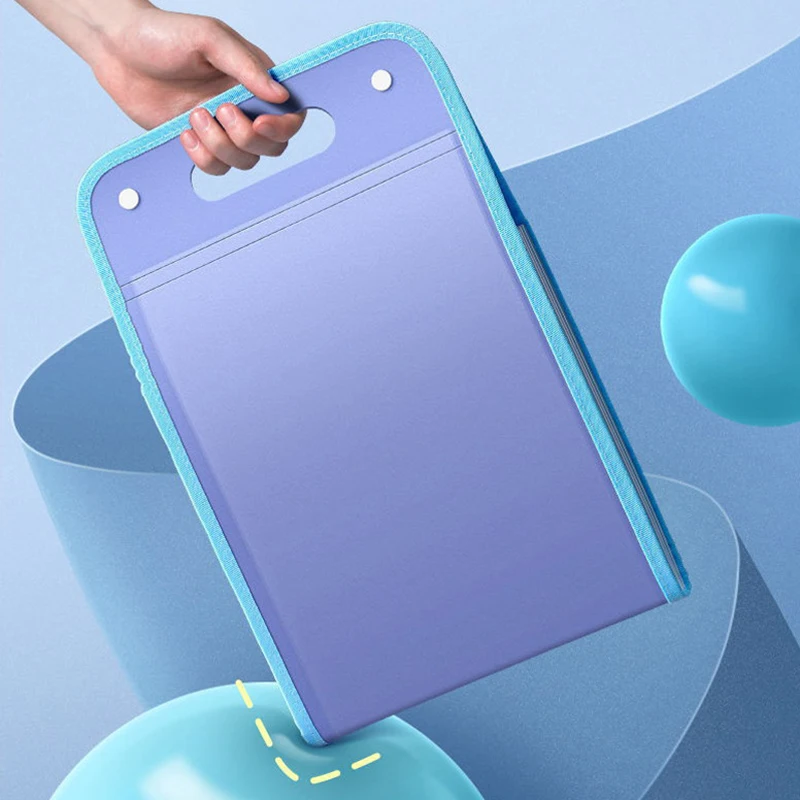 A4 Macaron Vertical Binding File Bag Student Test Paper Storage Bag 13 Cell Portable Organ Bag, Office School Supplies