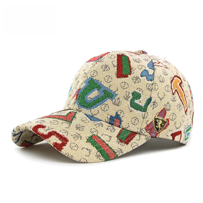 high-end-men's-casual-printed-baseball-cap-hard-top-duckbill-outdoor-sunscreen-hat-unisex-spring-autumn-polyester-fabric