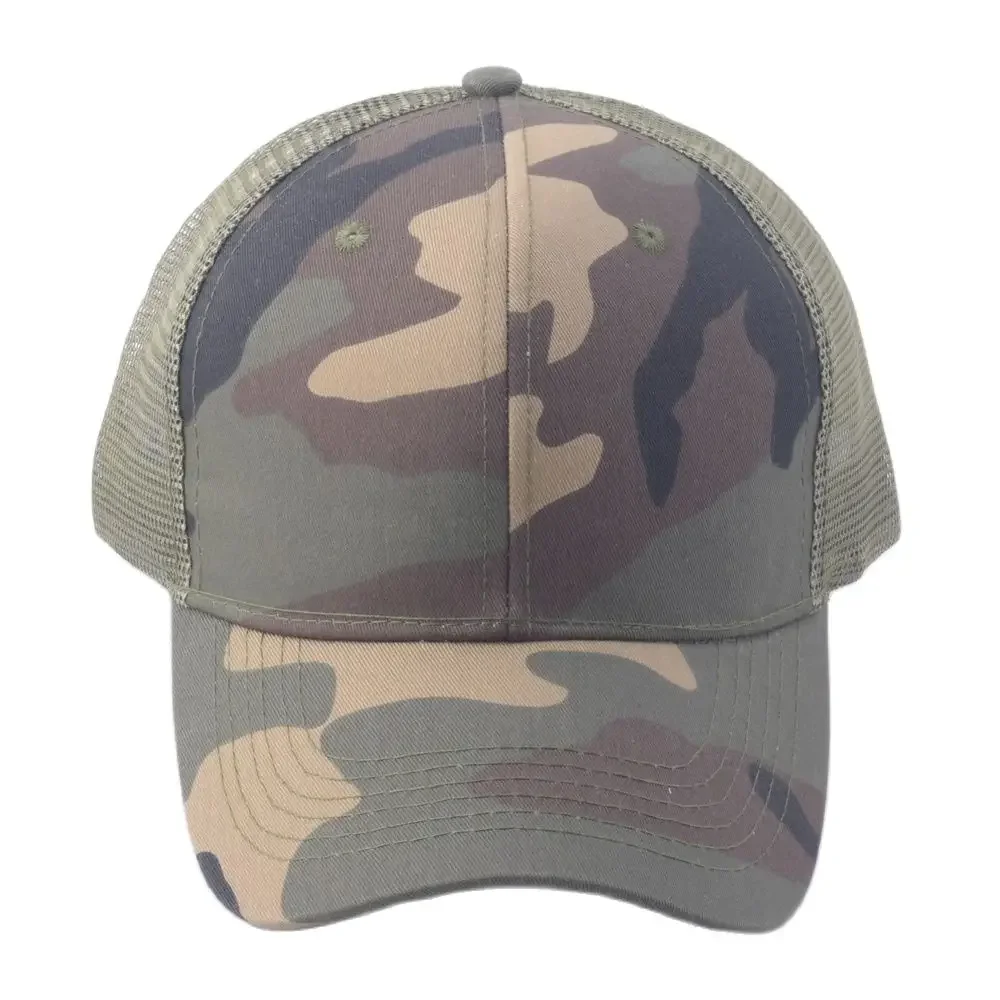 Summer Camo Mesh Baseball Cap Adjustable Men Trucker Hats Army Green