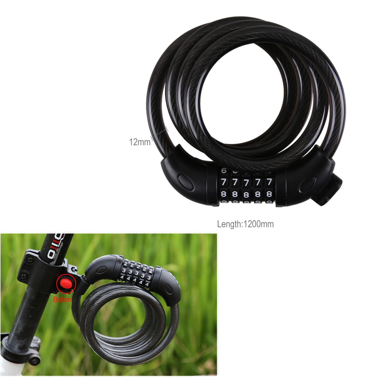 

Lock Ring Steel Chain 6mm*900mm Black Anti Theft Password Bike Combination Coded Lock Durable Hard Manganese Ideal Motorcycles