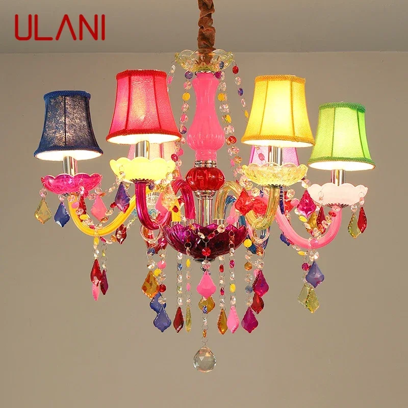 

ULANI European Style Crystal Pendent Lamp Pink Girls' Room Candle Lamp Luxurious Living Room Restaurant Bedroom Villa Chandel