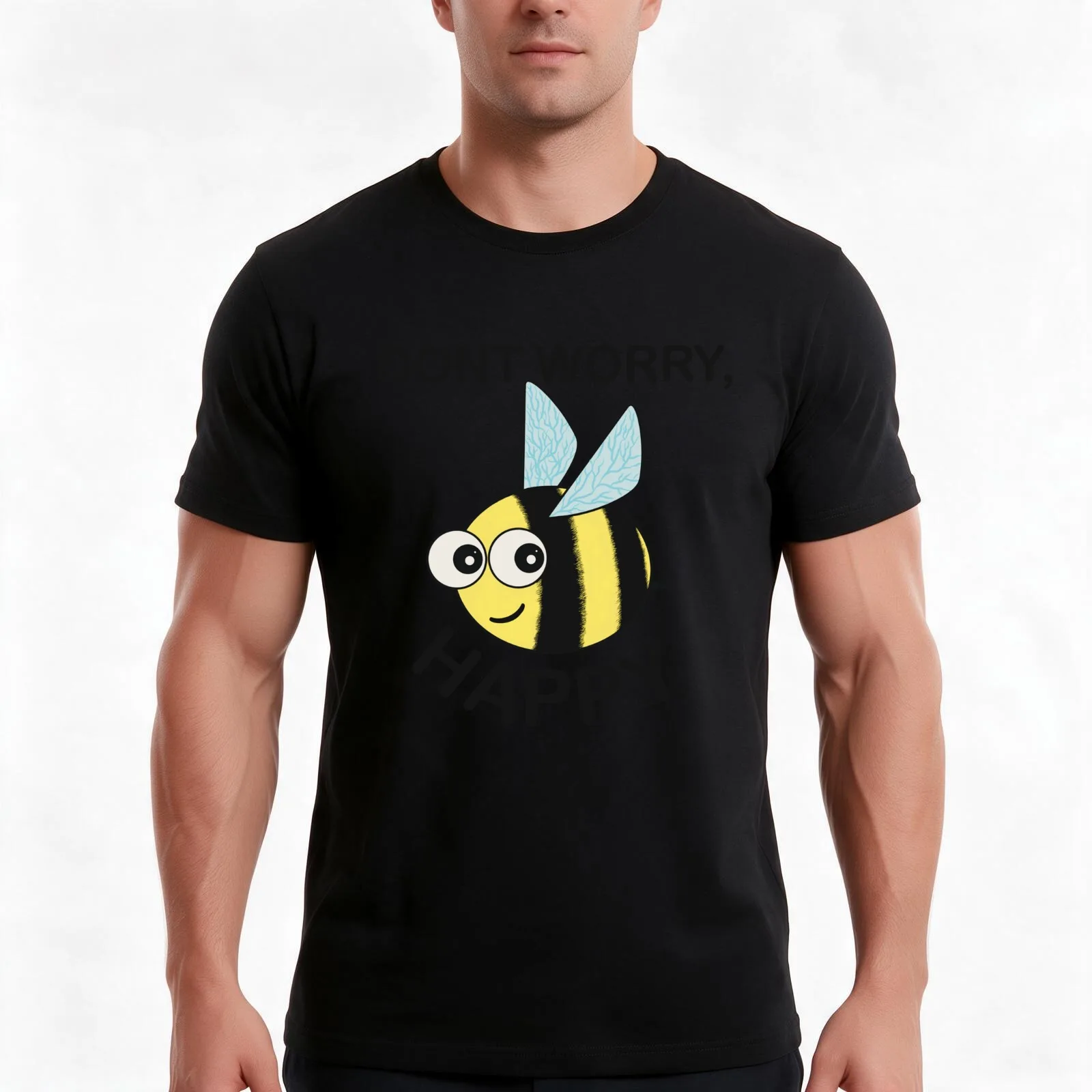 Don't Worry Bee Happy T-Shirt Summer Casual Cotton Tee Oversized Streetwear Tops Vintage Graphic Print Unisex Men Women