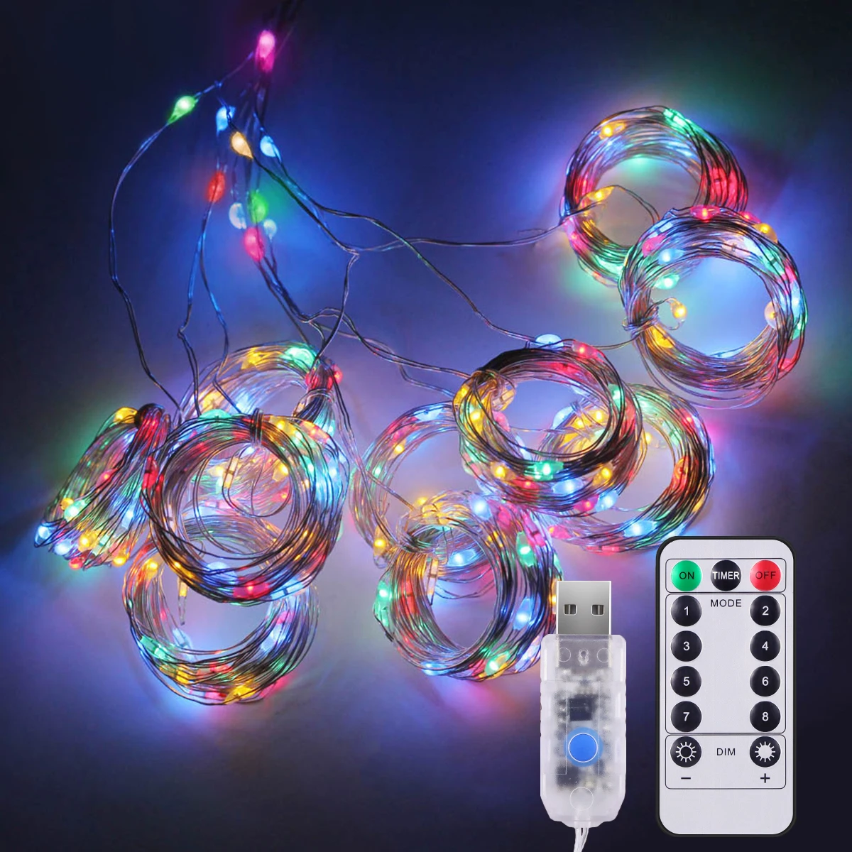 

5V LED String Light Remote Control Lighting 8 Modes Window Curtain Room Decor Wedding Christmas Fairy Lights Cooper Wire Lamp