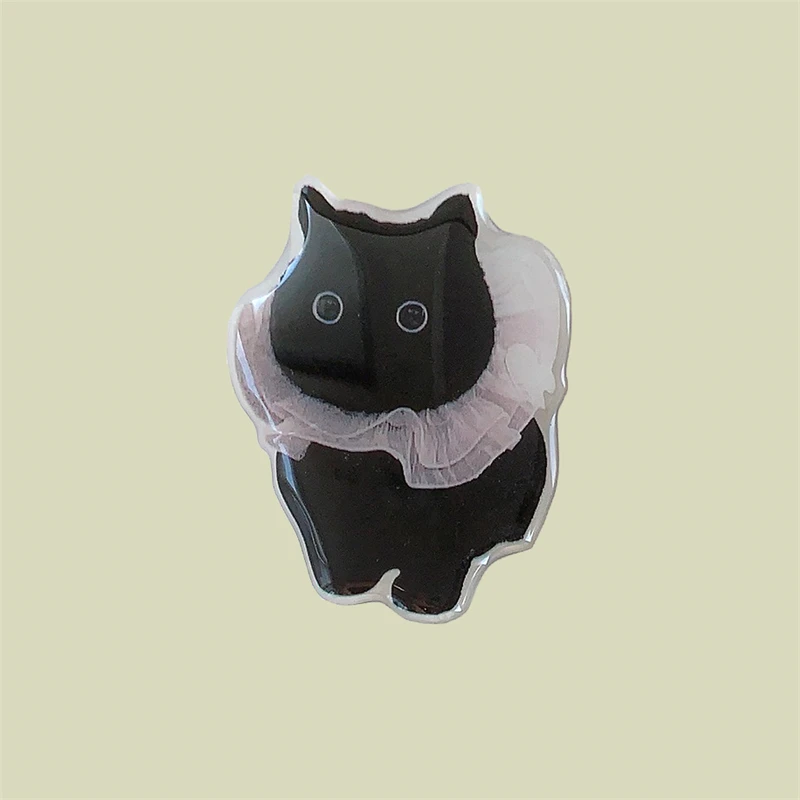 Korean Cute Black Cat Griptok Bracket For iPhone 15 14 Samsung Simulation Food Universal Phone Accessories Phone Holder Grip Tok