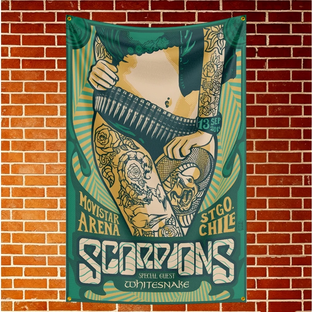 Scorpions Music Flag Banner For Fan Cave Watch Party Tailgate Gathering Indoor Outdoor Backyard Home Festival Ornament Supply