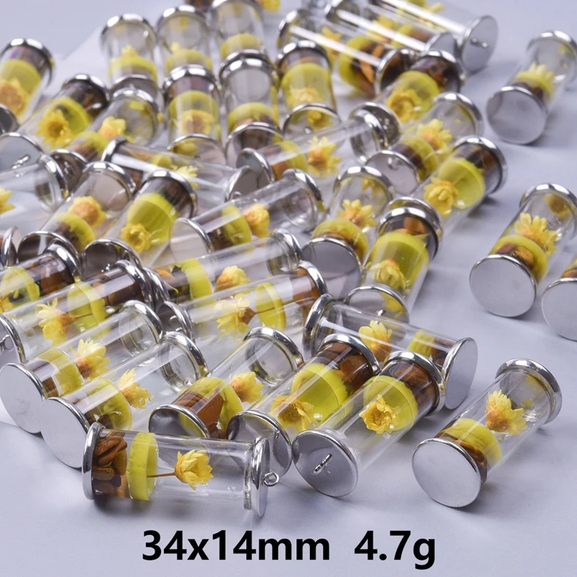 10pcs/Lot Bottle Resin Yellow Flower Pendant DIY Jewelry Making Keychain Earrings Keepsake Plant Charm Pendant Handmade Material