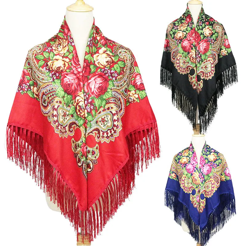 National style Su shawl Russian style scarf Cotton warm shawl large square scarf Russian dress Russian scarf costume