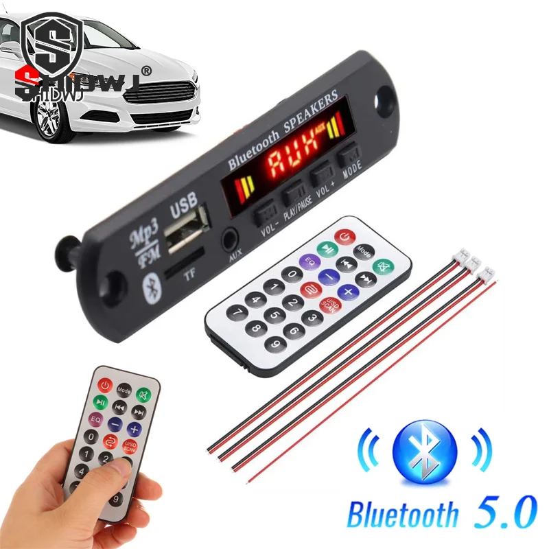 1Set 12V Wireless Bluetooth 5.0 120W Amplifier MP3 Player Decoder Board Car Audio USB TF FM Radio Recording Call For Speaker