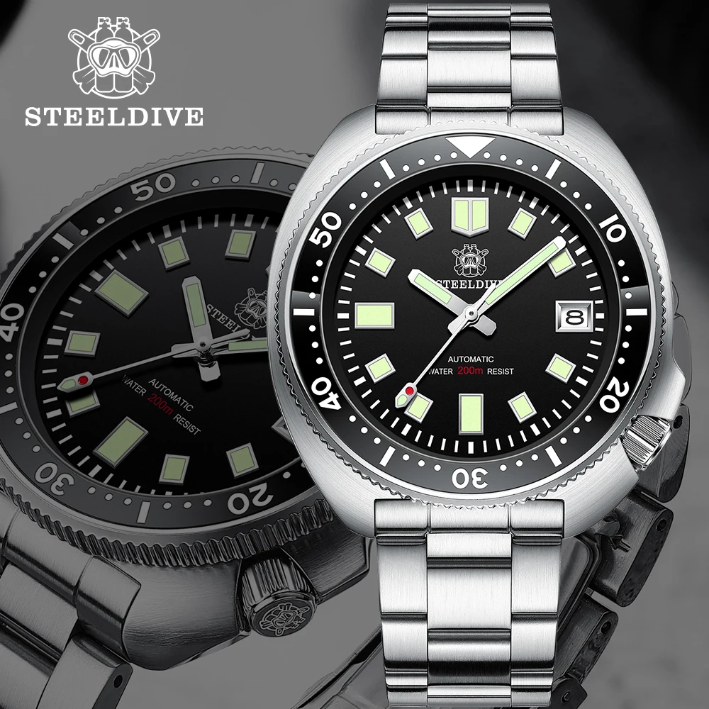 

STEELDIVE SD1970 JAPAN NH35 Automatic Winding Movement Super Bule Luminous 200M Water Resistant Stainless Steel Men Dive Watch