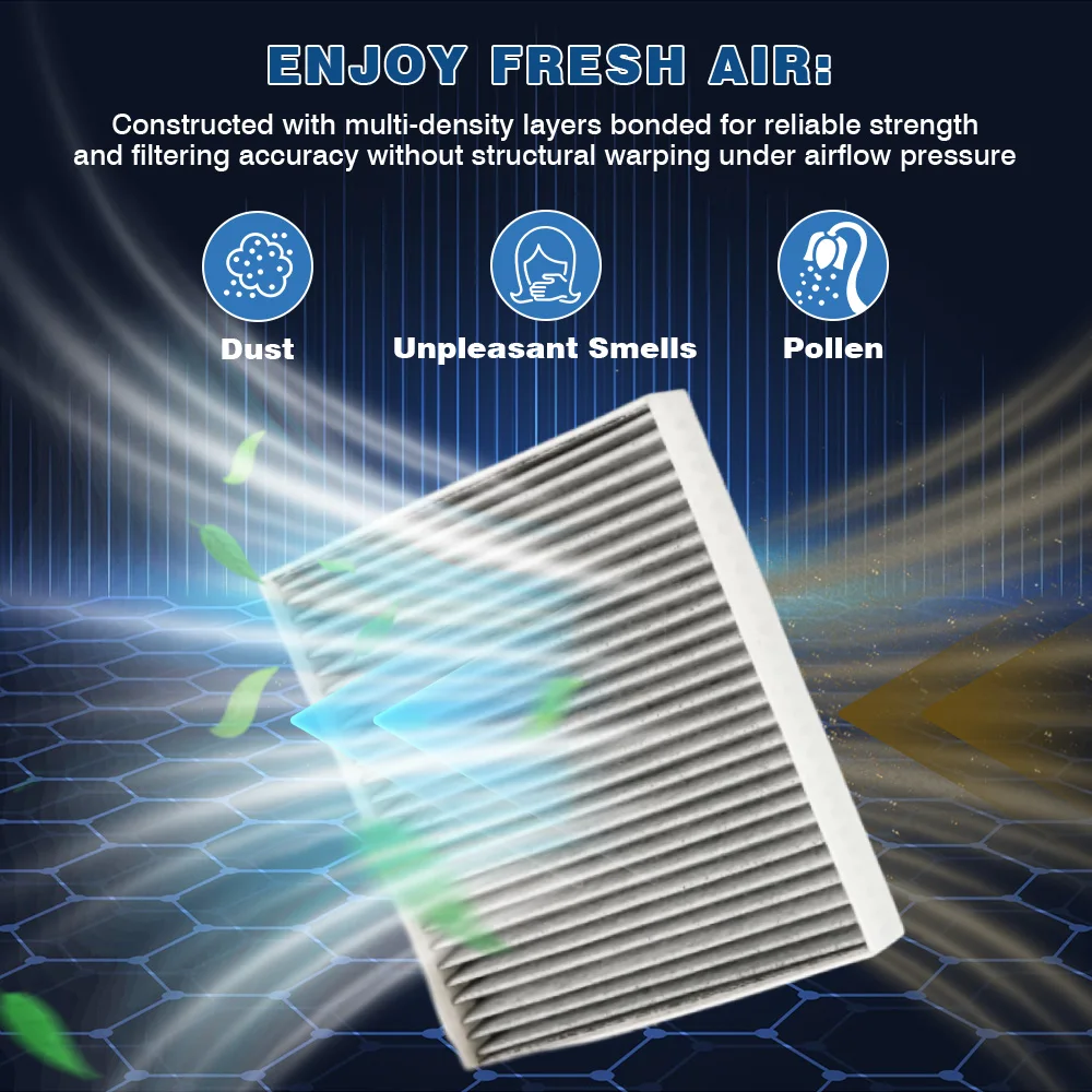 فلتر هواء المقصورة من الكربون المنشط للسيارة Hyundai Sonata 2015–2019 Kia Cadenza 2017–2019 97133-C2000, 6057C, CF12151, C2H79AP000 #1