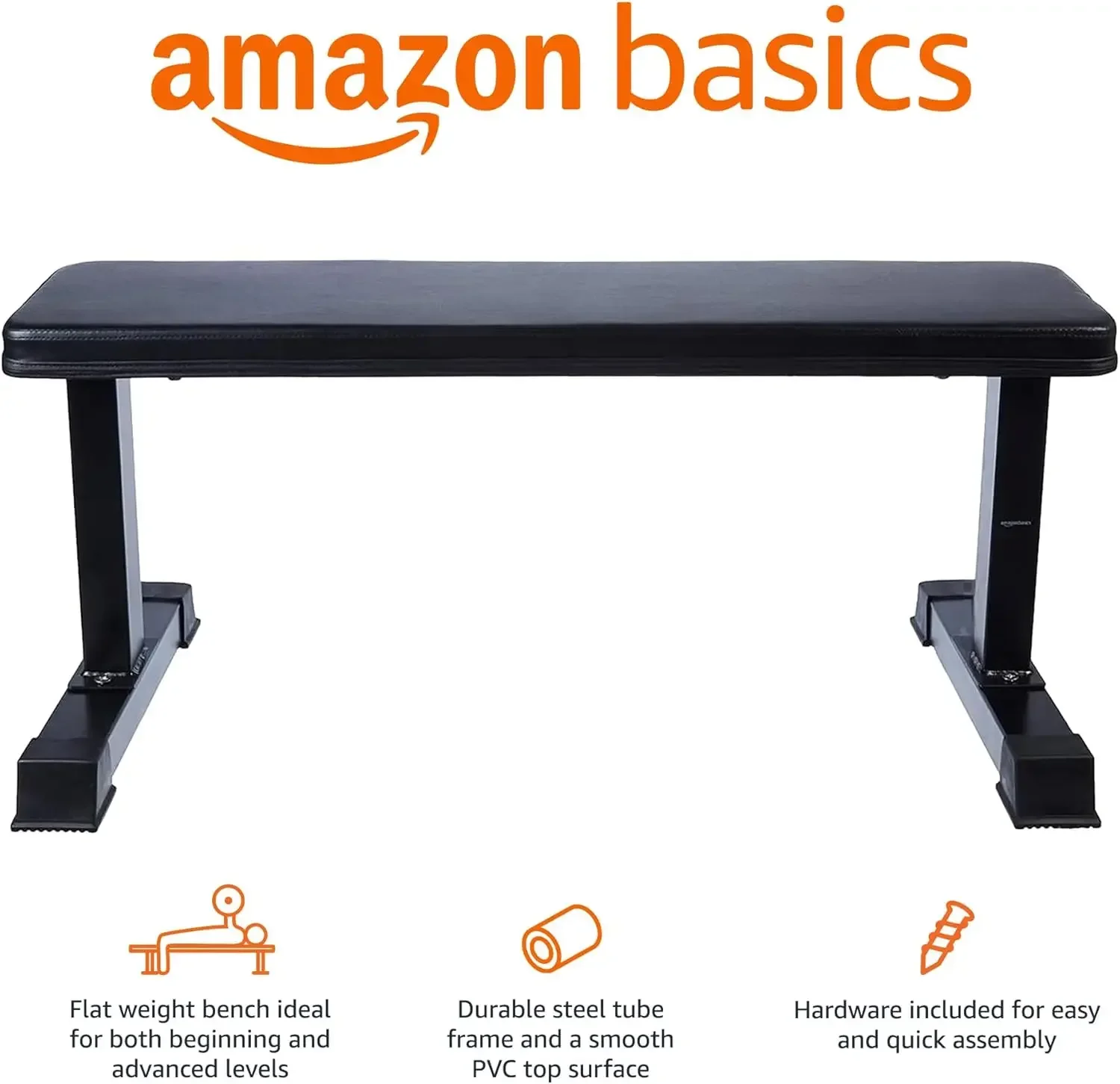 

-For Amazon Basics-Banc D'entraînement Pour Poids Plat, Noir