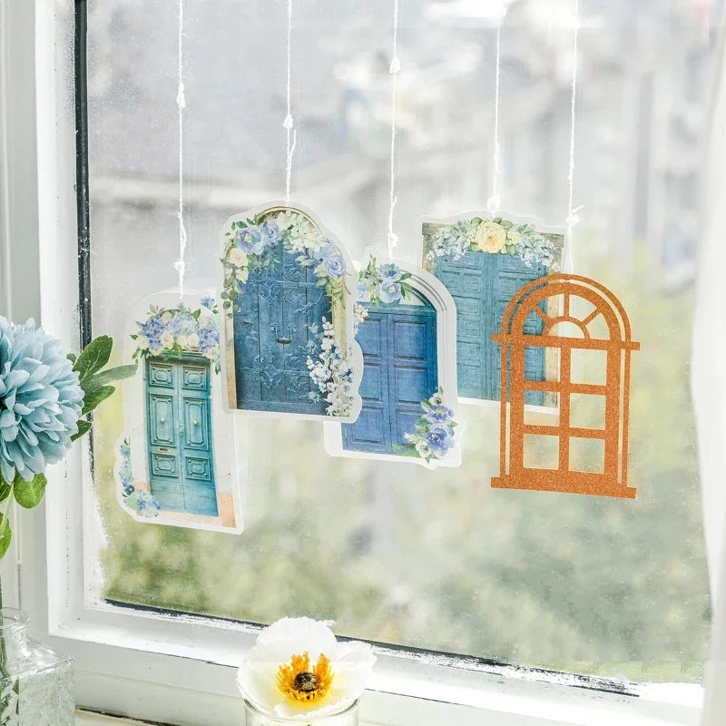 15 pieces material paper hollowed flower window DIY hand account decoration aesthetic scrapbooking material base paper