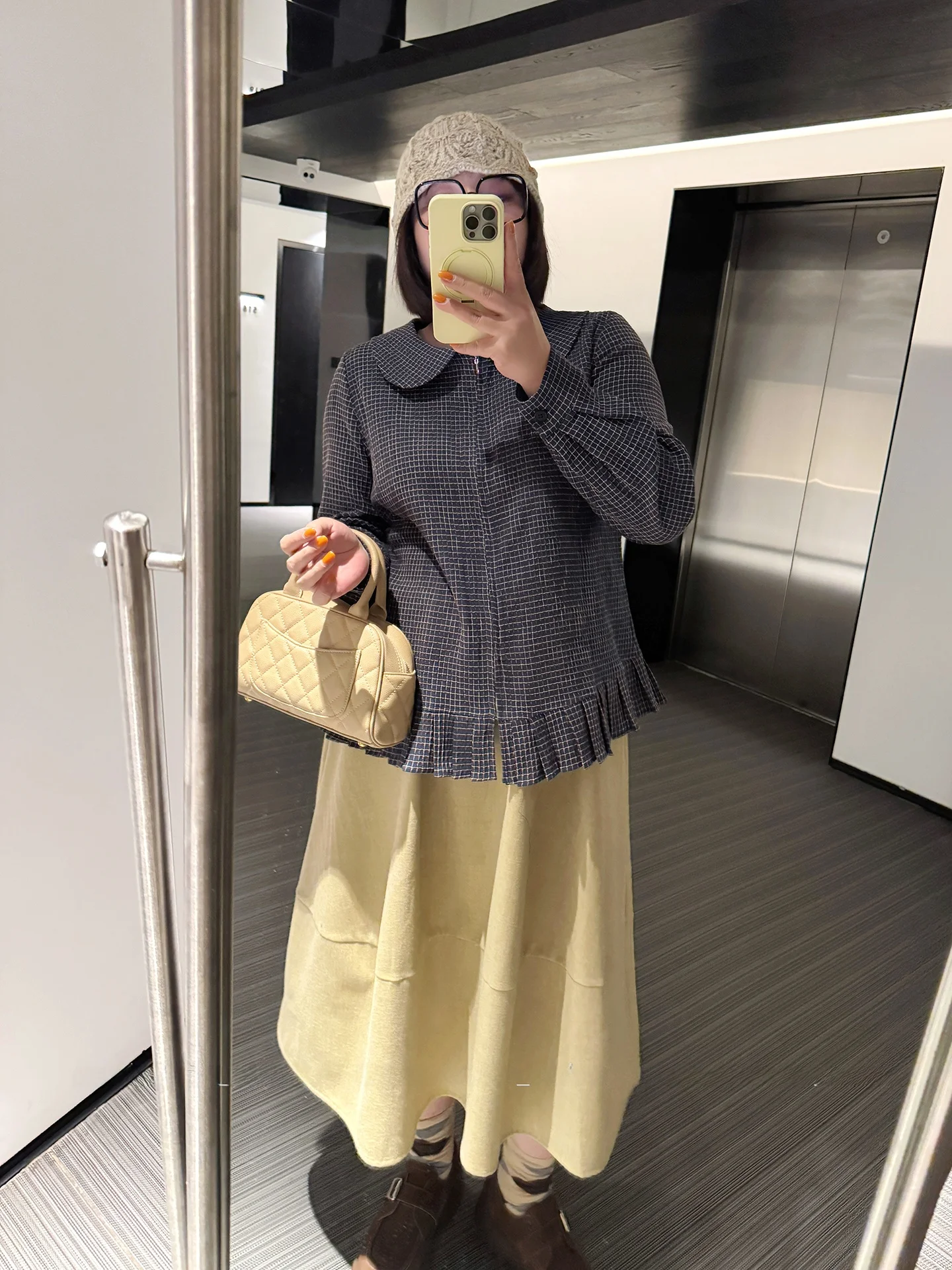 

Женская рубашка большого размера с воротником-стойкой, в клетку, с рукавами-колокол, хлопковая, для весны, осени и зимы, в корейском стиле, прямого кроя, длинная