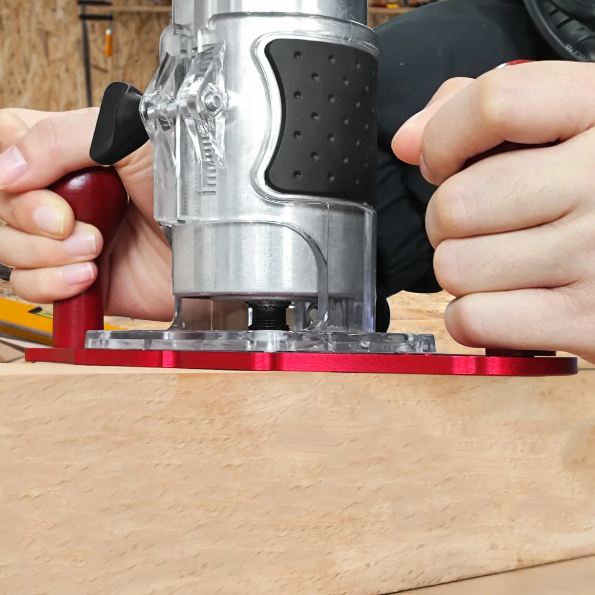 Router Base with Handles & Centerline Pointer, Flip‑Type Woodworking Trimmer Milling Base for Grooving Engraving Carpentry