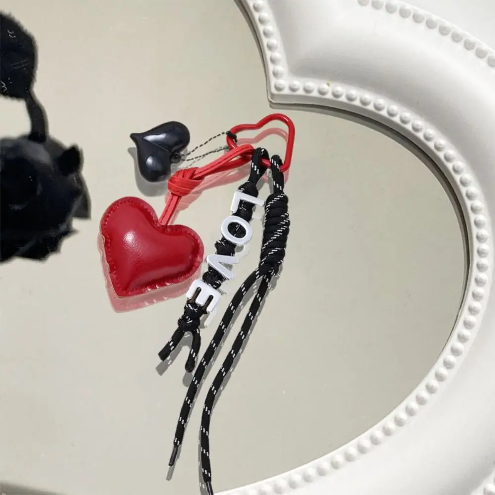 بو القلب الجلود حبل المفاتيح الإنجليزية إلكتروني المنسوجة حبل حبل مضفر سيارة Keyrings الكورية نمط مكافحة خسر الحب حبل حقيبة العرافة #4