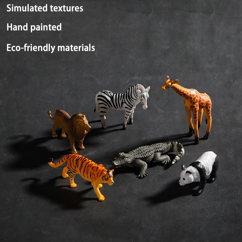 Simulated Animal Model Educational Children's Toy Static Plastic Giraffe Elephant Liger Ornament Set